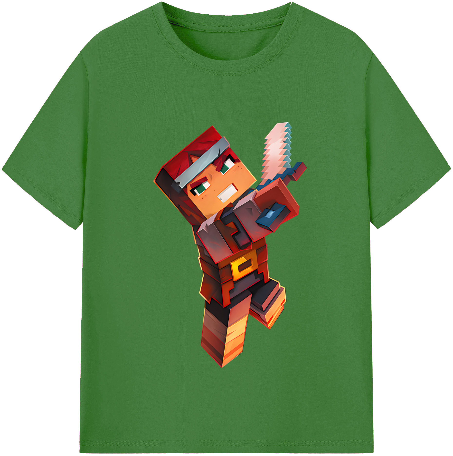 （画像用） マインクラフト ブロックの世界 Minecraft MC Block world レディースカジュアルプリントTシャツ（綿100％）